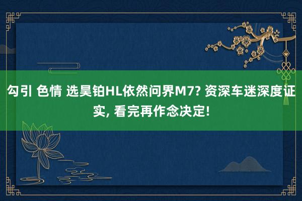 勾引 色情 选昊铂HL依然问界M7? 资深车迷深度证实， 看完再作念决定!