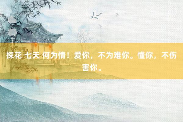 探花 七天 何为情！爱你，不为难你。懂你，不伤害你。