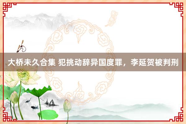大桥未久合集 犯挑动辞异国度罪，李延贺被判刑
